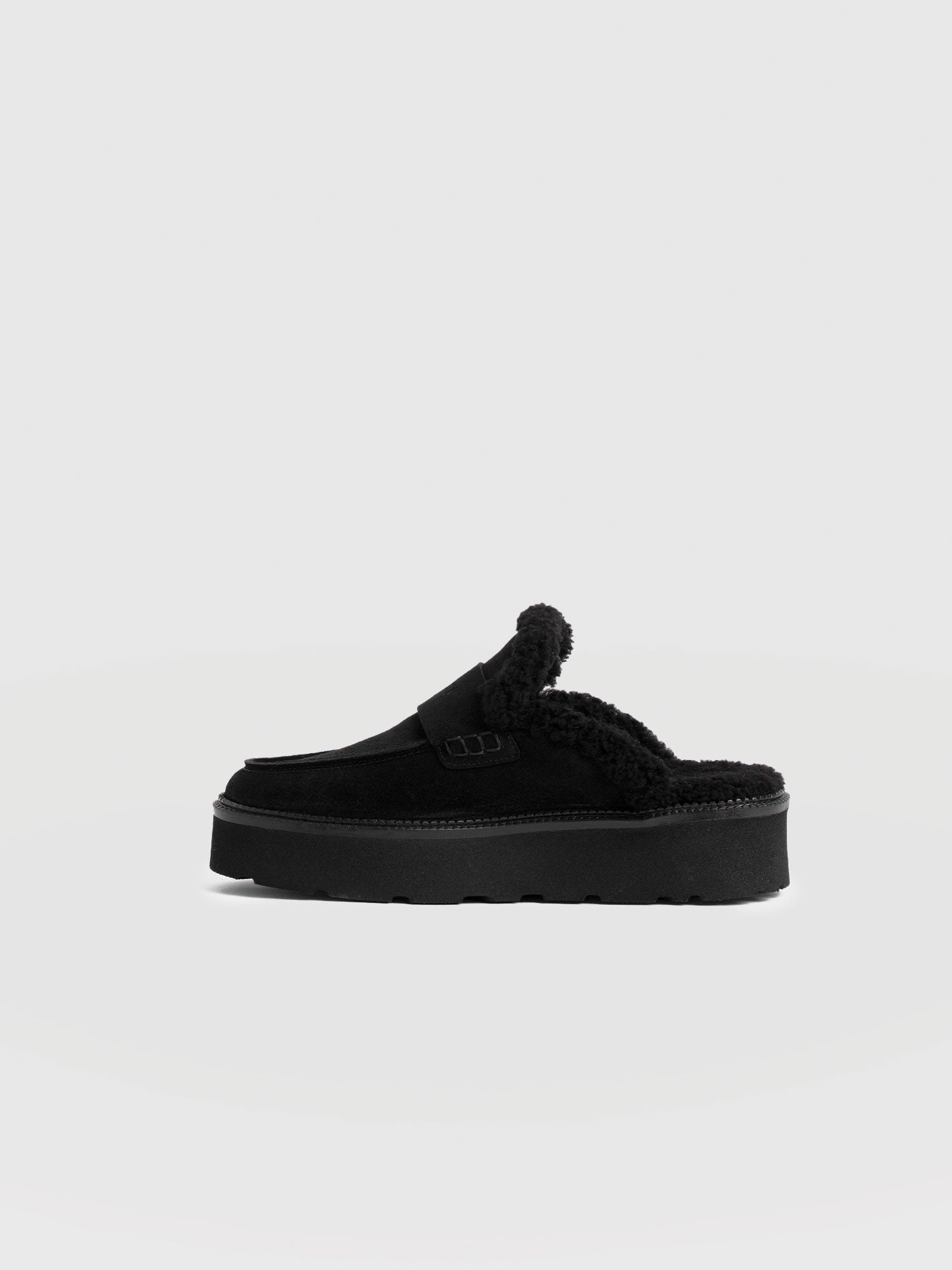 Sloane Shearling Clog - Black - Women's Shoes | Saint + Sofia® USA